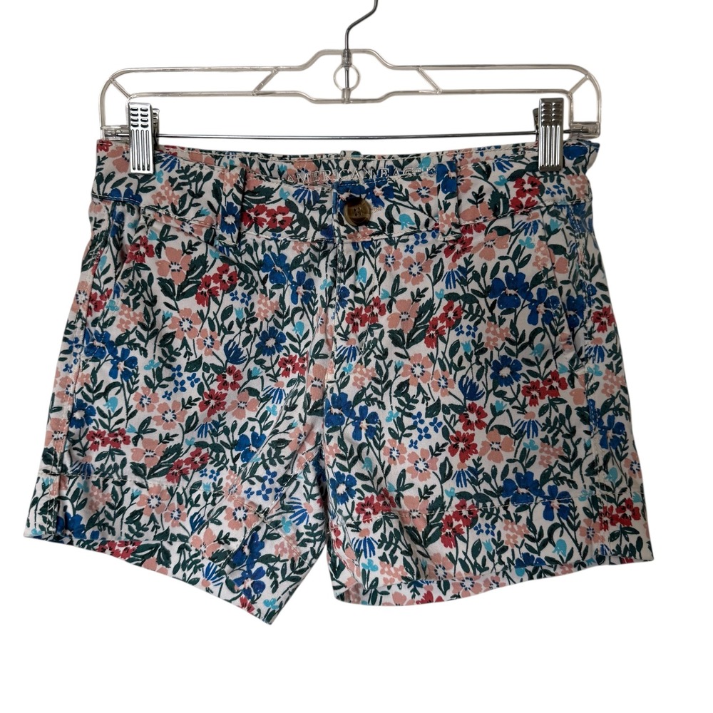 American Eagle Outfitters Floral Shorts Women's Size‎ 4 Super Stretch Casual